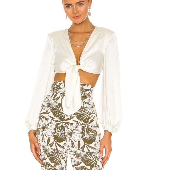 BRONX AND BANCO Tie Blouse in Ivory White Silk Size XS - Picture 1 of 6